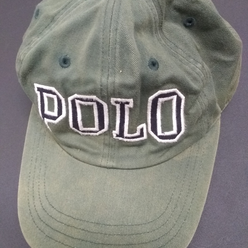 Vtg polo flexfit s/m usa flag hat olive green